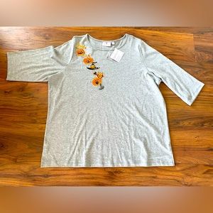 NWT - Quacker Factory Halloween Shirt with 3/4 Length Sleeves